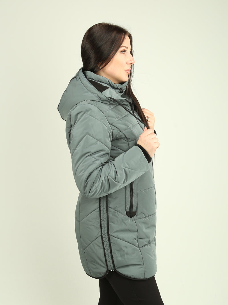 Two-Way Zipper Quilted Hooded Jacket