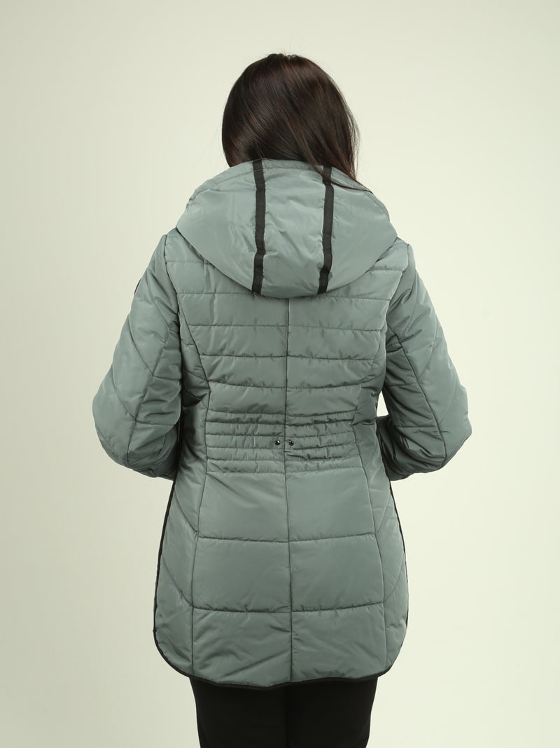 Two-Way Zipper Quilted Hooded Jacket