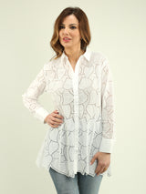 Leaf Embroidered Eyelet Blouse