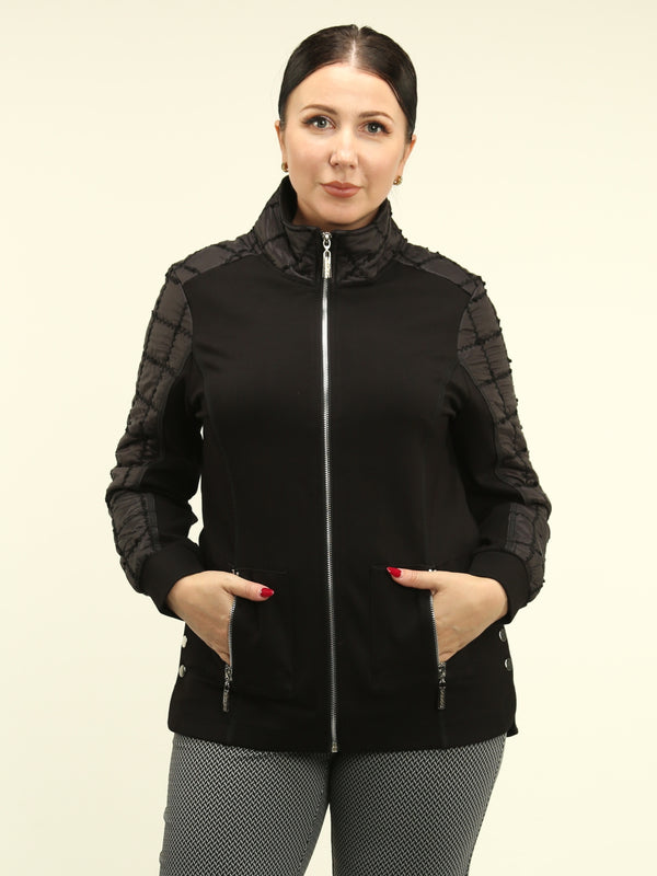 Square Quilted Sleeve Zip Jacket