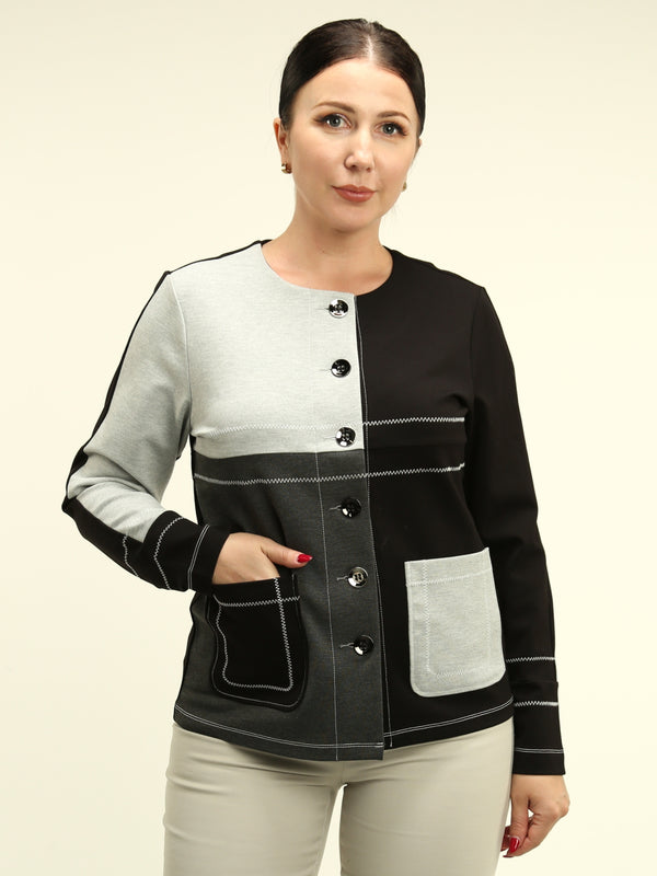 Color Block Button-Up Jacket
