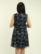V-Neck Floral Mesh Ruffled Dress