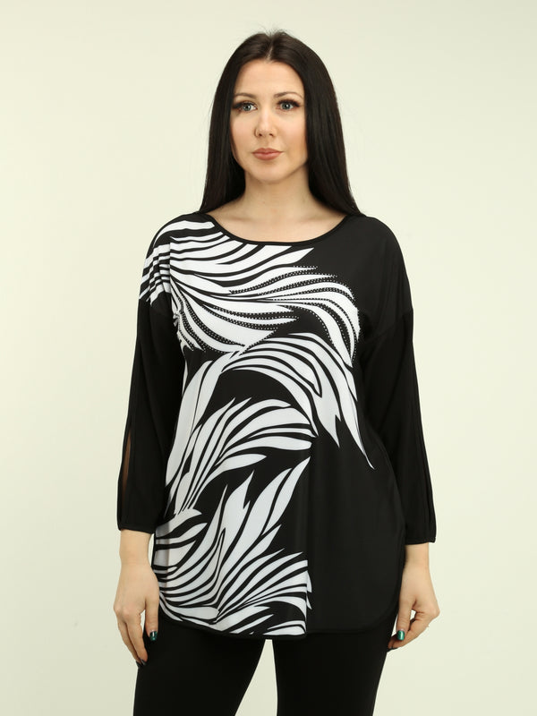 Rhinestone Cut-Out Sleeve Top