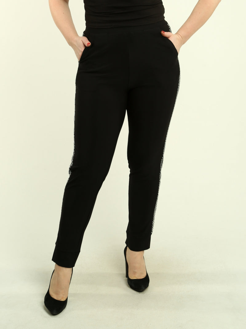 Rhinestone-Embellished Pull-On Pants