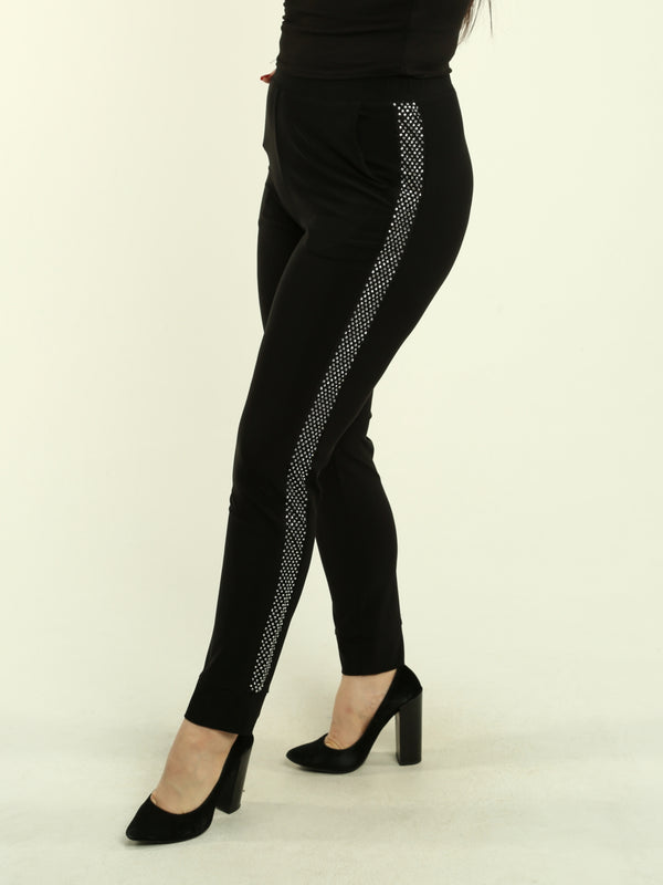 Rhinestone-Embellished Pull-On Pants