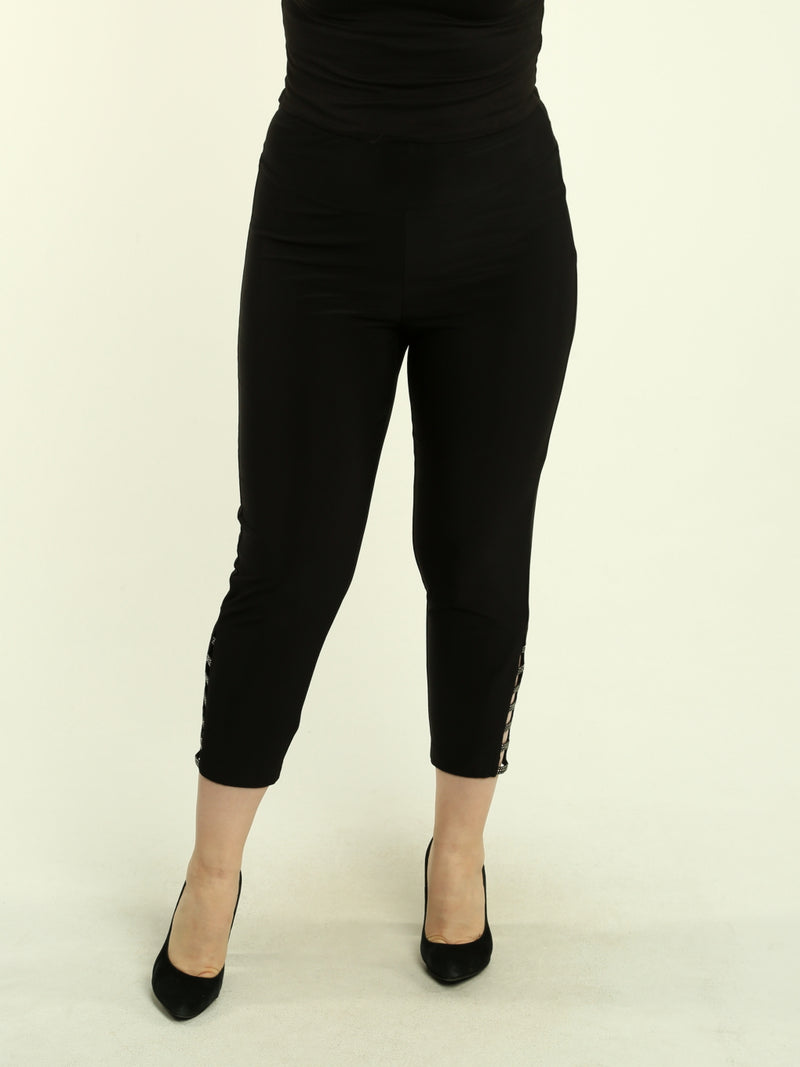 Rhinestone Cut-Out Detail Pants