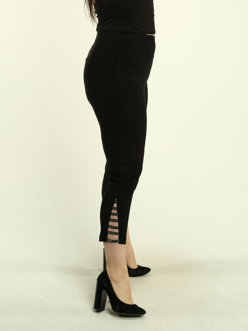 Rhinestone Cut-Out Detail Pants