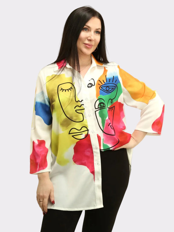 Graphic Face Satin Shirt