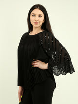 Sequin & Bead Pleated Blouse