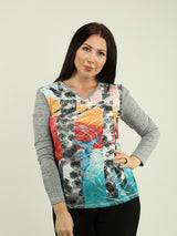 Foil Printed Knit Top