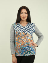 Foil Printed Knit Top