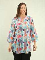 Multi-Print Button Blouse