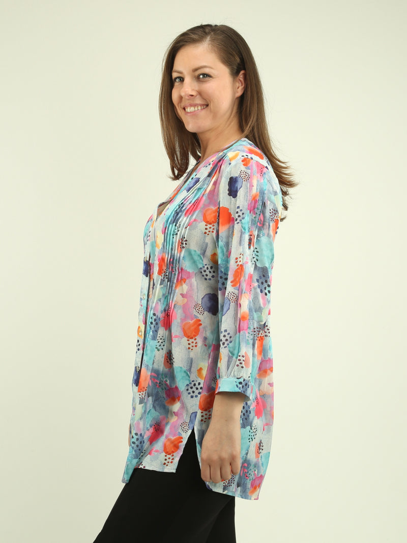 Multi-Print Button Blouse