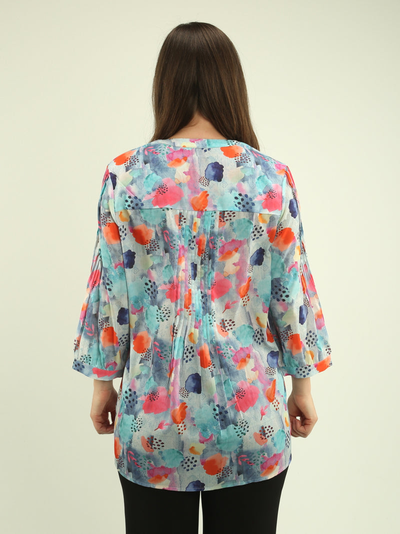 Multi-Print Button Blouse