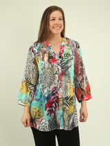 Multi-Print Button Blouse