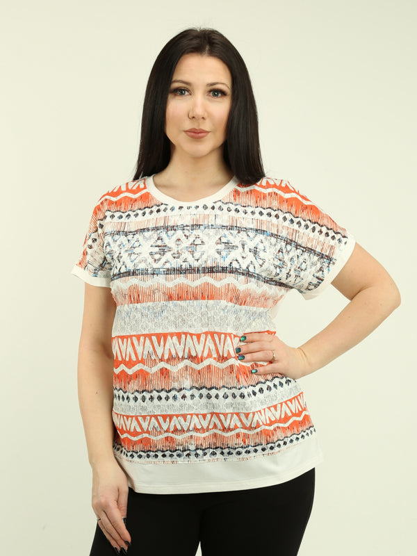 Printed Mesh Overlay Top