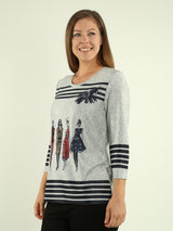 Ladies & Stripes Graphic Top