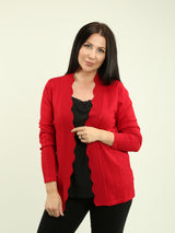 Scallop Trim Open Front Cardigan