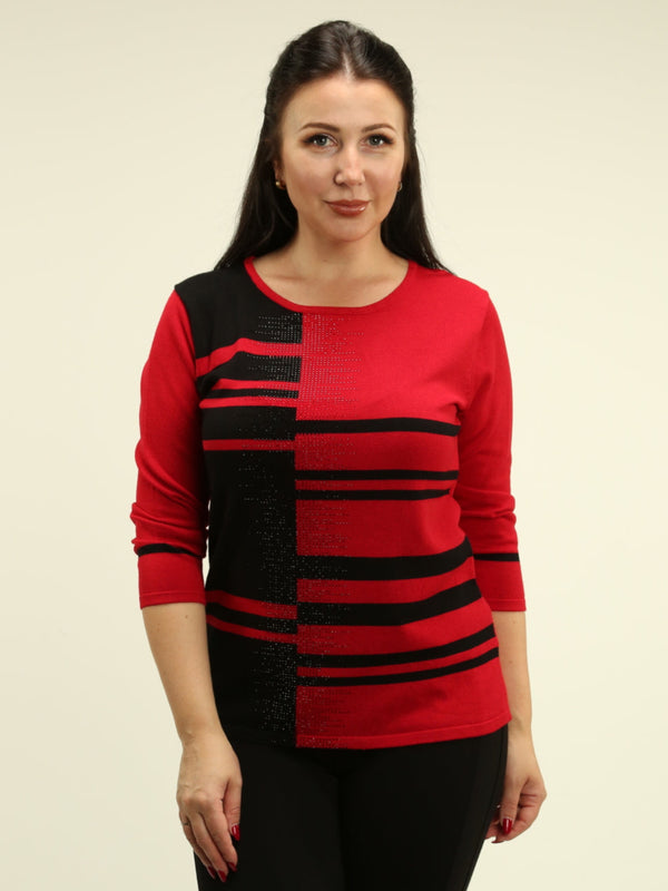 Color Block Rhinestone Sweater