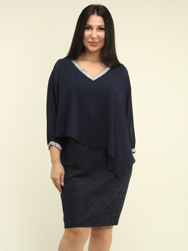 V-Neck Rhinestone Chiffon Dress