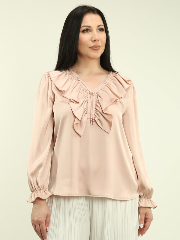 Ruffled V-Neck Blouse