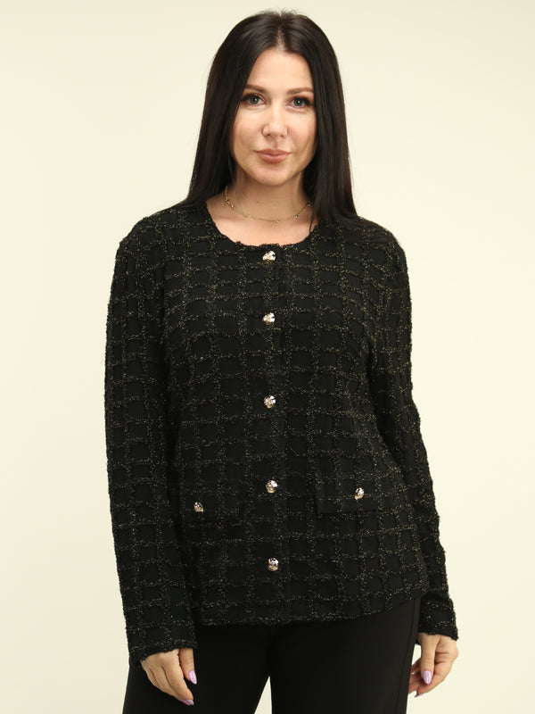 Lurex Square-Pattern Jacket