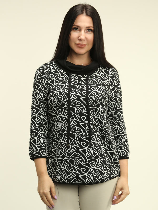 Geometric Drape-Neck Top