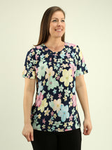 Grommet Detail Multi-print Top