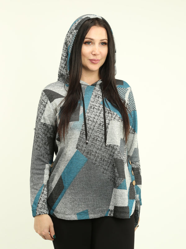 Asymmetric Hem Hooded Top