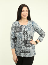 Pleated Multi-Print Top