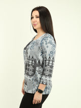 Pleated Multi-Print Top