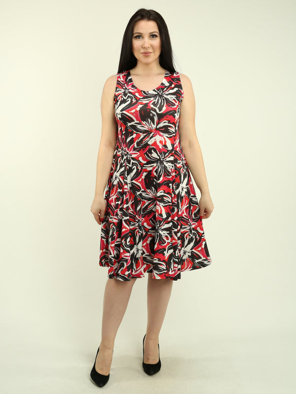 Multi-Print Panel Flare Dress