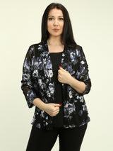 Floral Mesh Foil Fooler Top