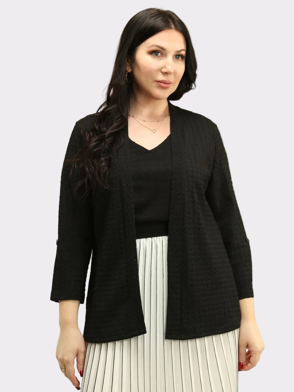 Textured Open Front Cardigan