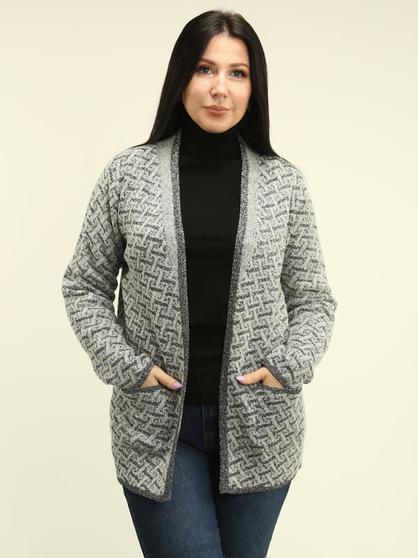 Lurex Geometric Open Cardigan