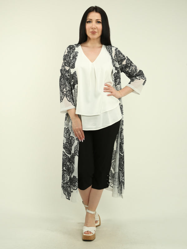 Long Mesh Open Cardigan