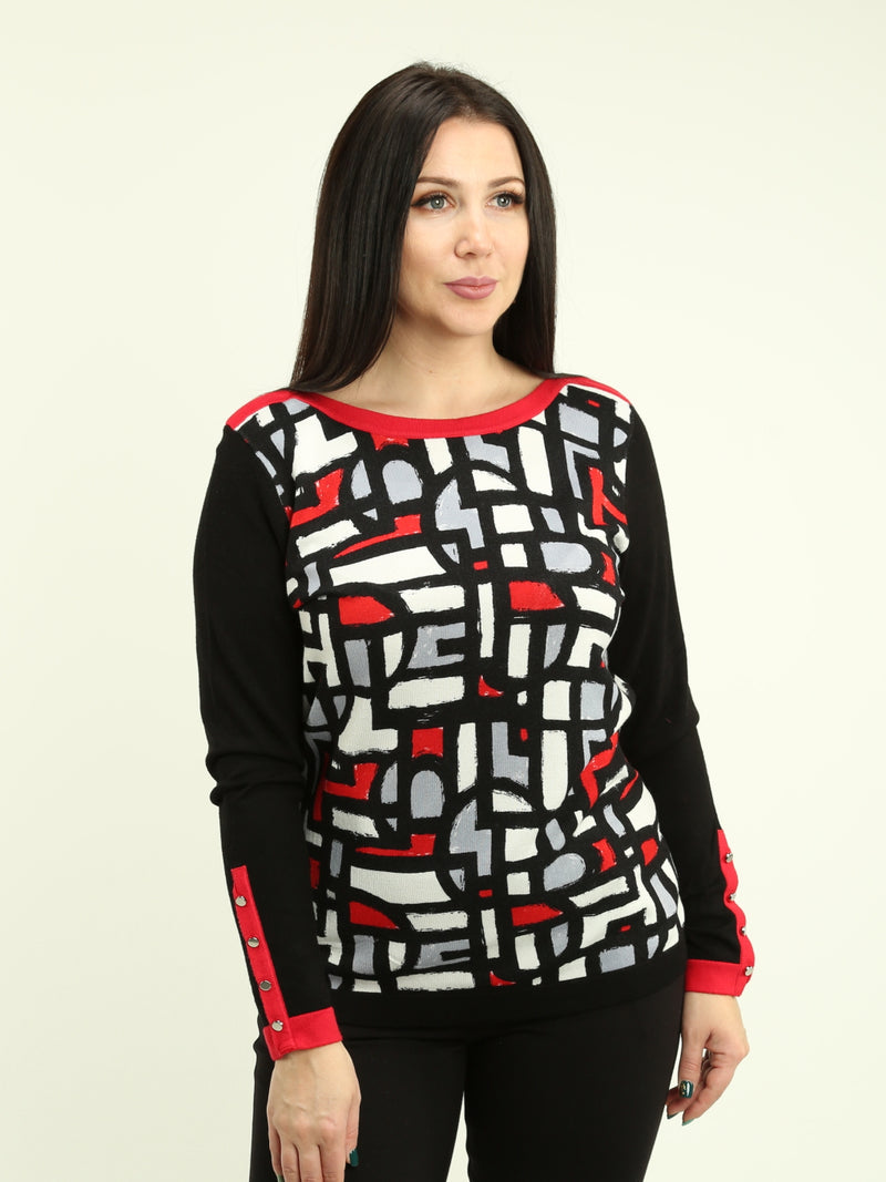 Geometric Pattern Knit Sweater