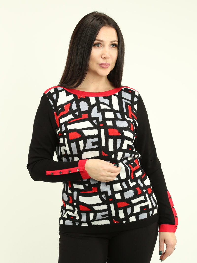 Geometric Pattern Knit Sweater