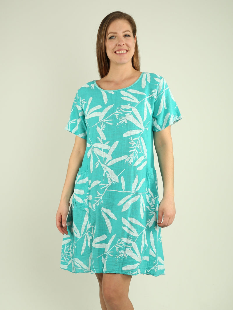Leaf Print Cotton Dress
