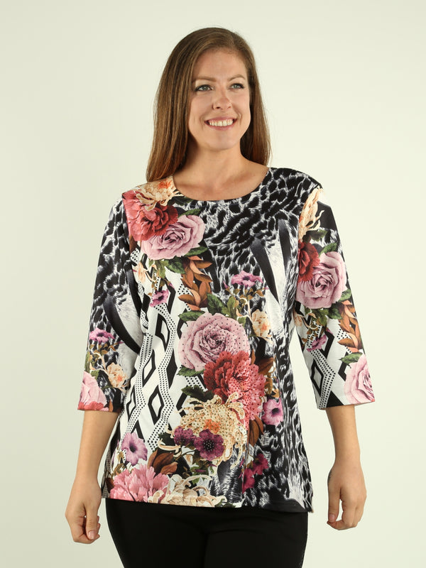 Embellished Floral Print Top