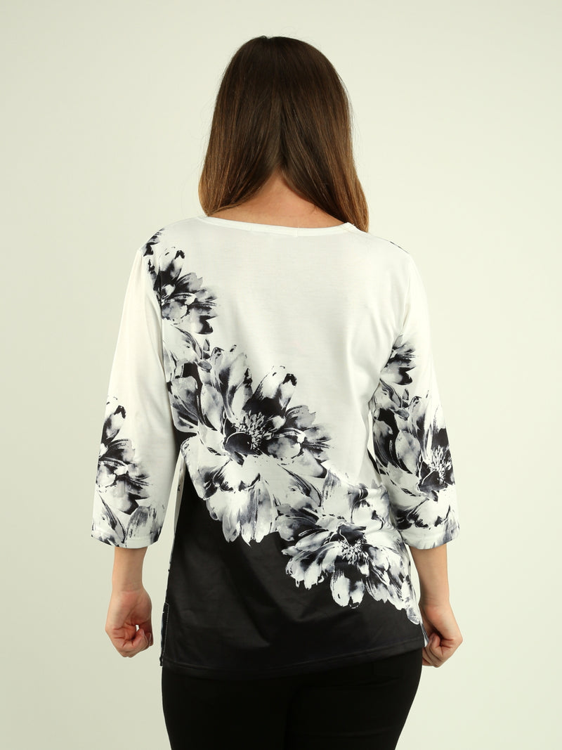Embellished Floral Print Top