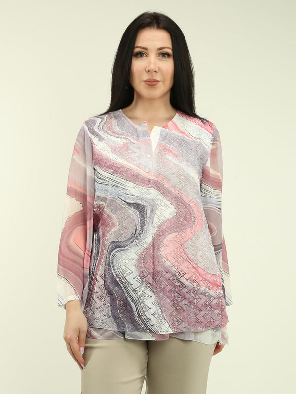 Layered Chiffon Lace Blouse