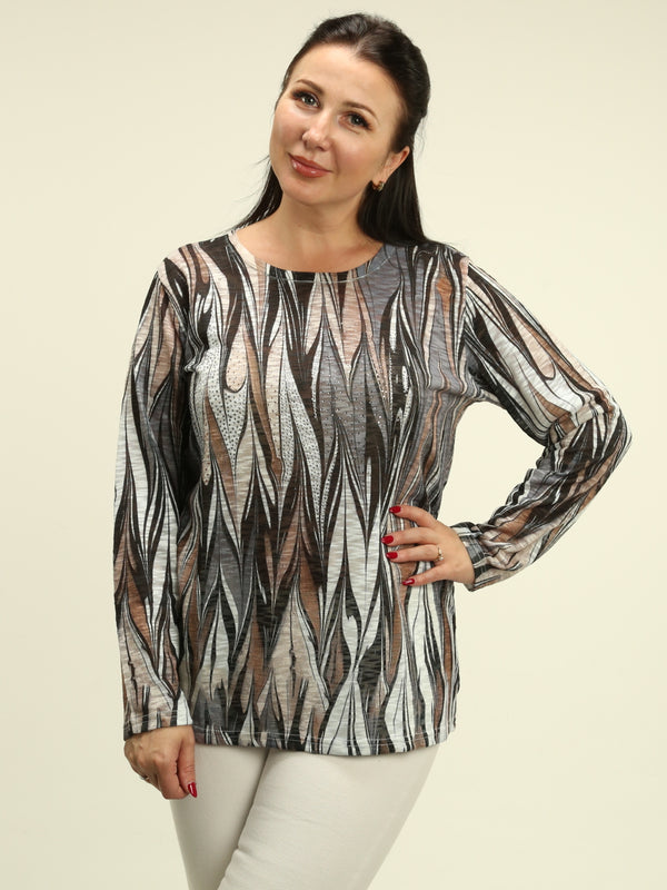 Abstract Wave Rhinestone Top