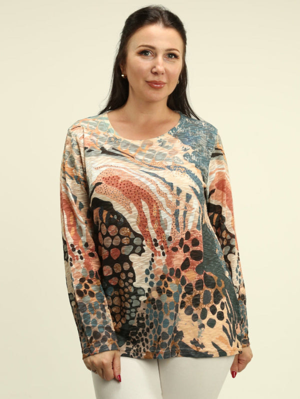 Animal Print Rhinestone Top
