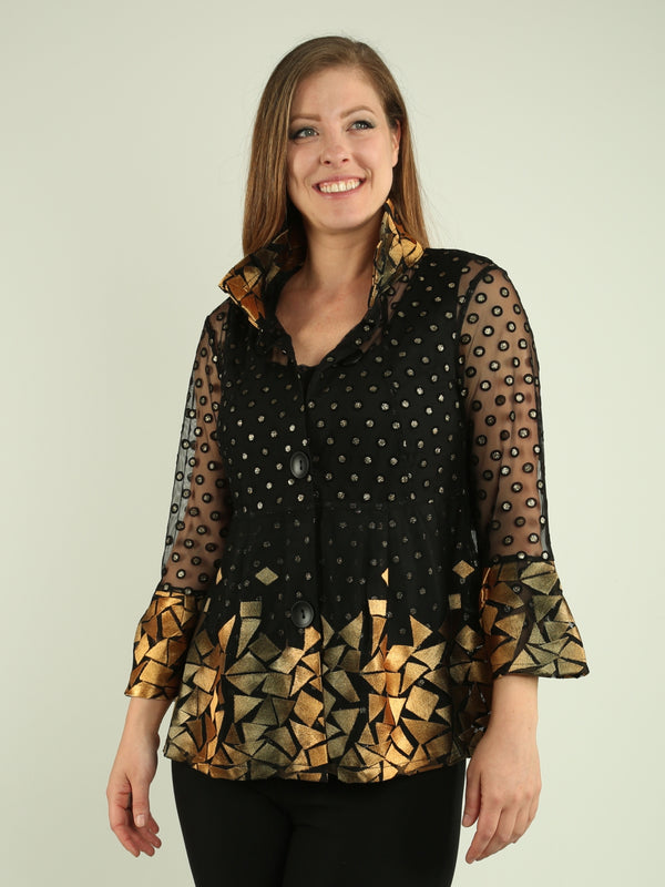 Geometric Polka Mesh Jacket