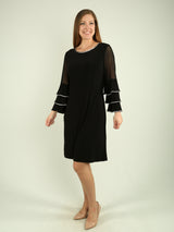 Embellished Mesh Sleeve Dress