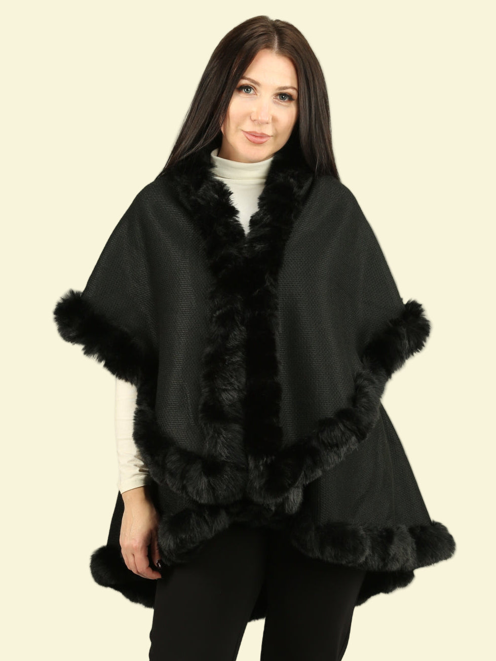Layered Faux Fur Cape