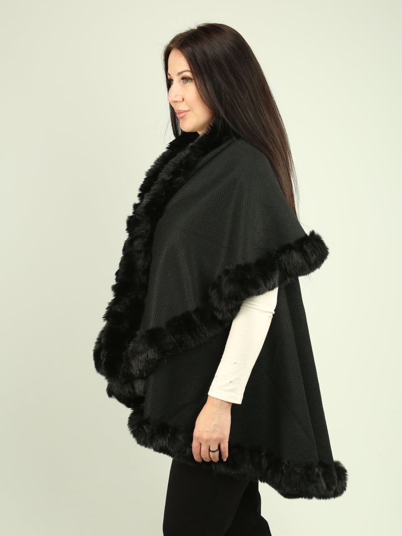 Layered Faux Fur Cape