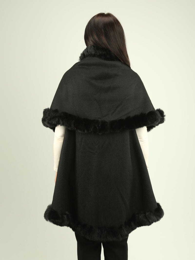 Layered Faux Fur Cape