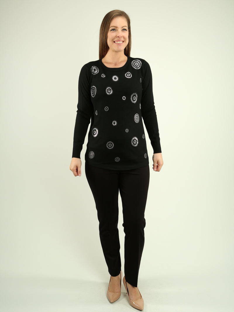 Embellished Circle Knit Top